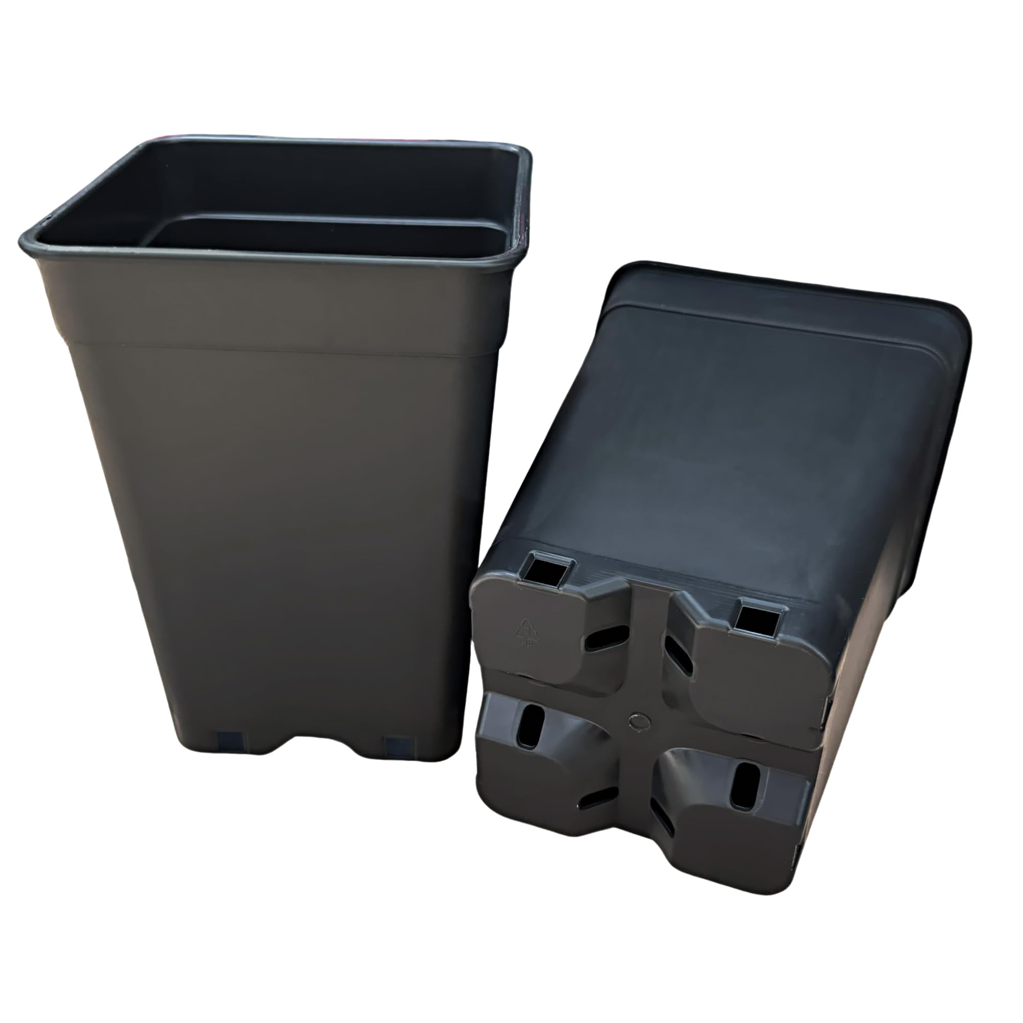 Growcery Heavy Duty Square Plastic Plant Pots - Extra Thick Sturdy Black Nursery Containers for Indoor Outdoor Gardening, Available in 0.5L, 1L, 2L, 3.5L, 5L, 6.5L, 7L, 11L, 14L, 18L & 25L (5, 2L)