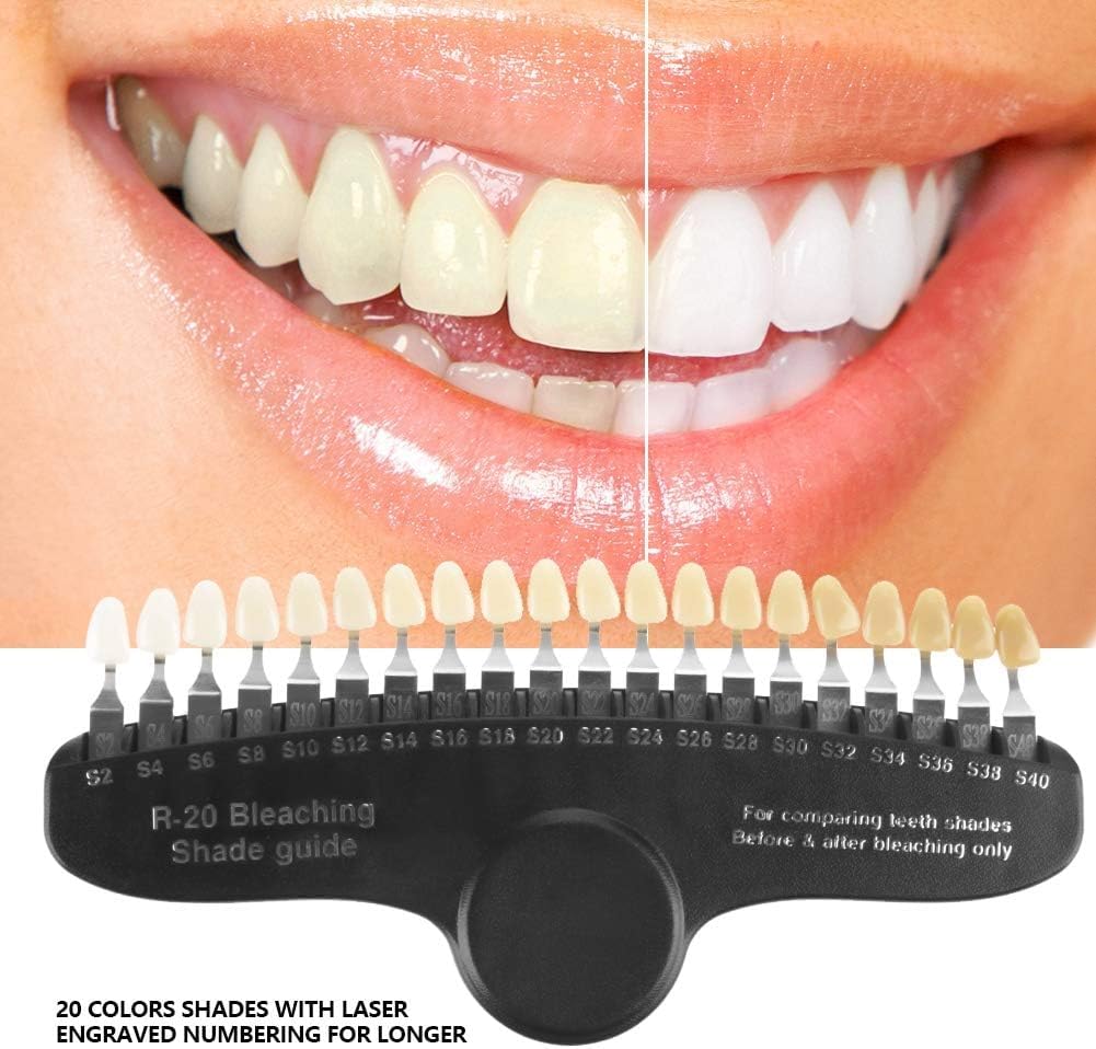 Guide de Teinte des Dents Dentaires, Ensemble de 20 Couleurs de Blanchiment des Dents Pour Comparer La Couleur des Dents Avant et AprèS Le Blanchiment