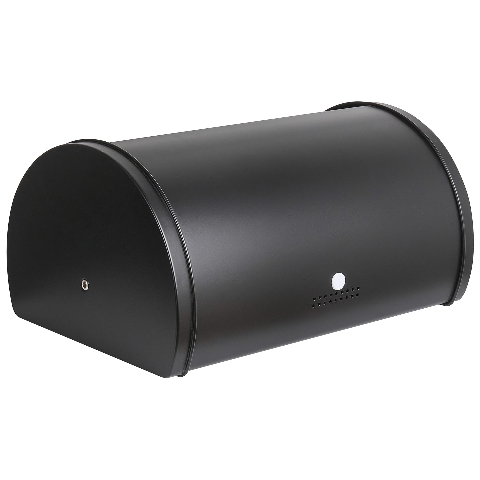Beliani Panera de metal de acero inoxidable con tapa enrollable 38 x 26 x 19 cm negro Friandise