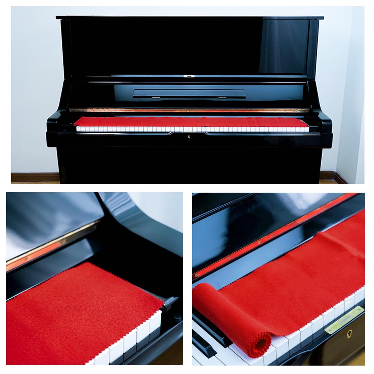 Protection anti-poussière souple pour clavier de piano 88 touches, pour clavier électronique, piano numérique, rouge