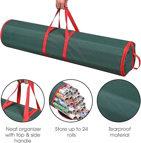Miniatura 2 de ProPik Bolsa de almacenamiento de papel de regalo, organizador de papel de regalo, paquete de 2 unidades para almacenar hasta 48 rollos de 40