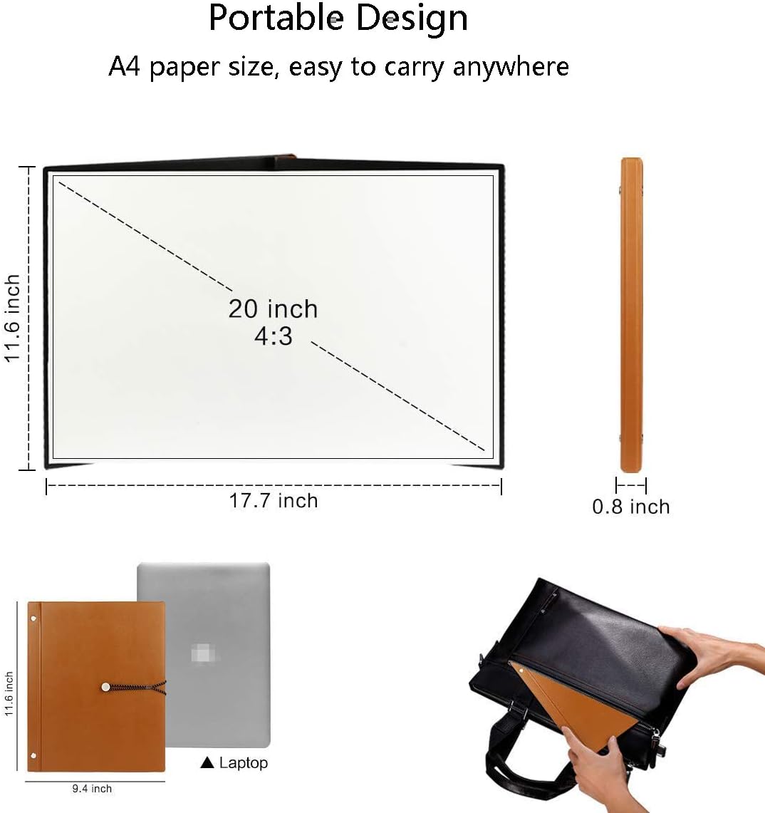 Popular 20 inch Projector Screen, 4:3 Portable Desktop Foldable Projection Screen PVC Fabric for Pico DLP Projector Home Commercial Session Outdoor Indoor Meeting Teaching Theater