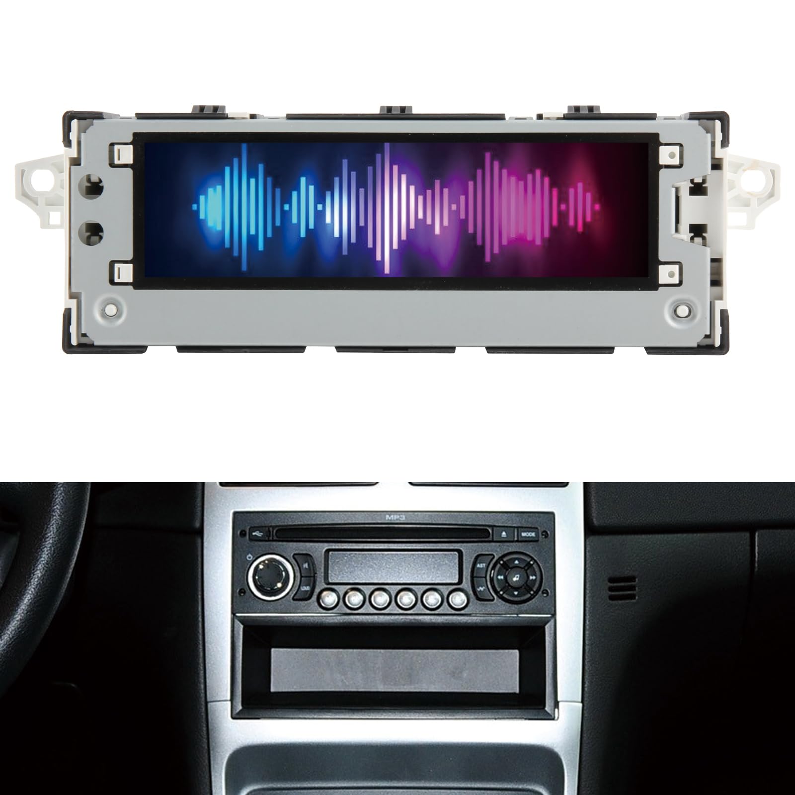 Écran LCD pour Peugeot 301 307 OEM9804494380 Display, avec Cadre