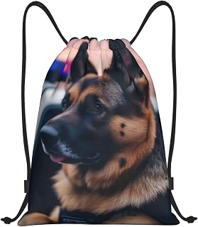 German Shepherd Drawstring Backpack Lightweight Sports Gym Bag With Adjustable Shoulder Straps For Fitness Yoga Travel Soccer Volleyball Small