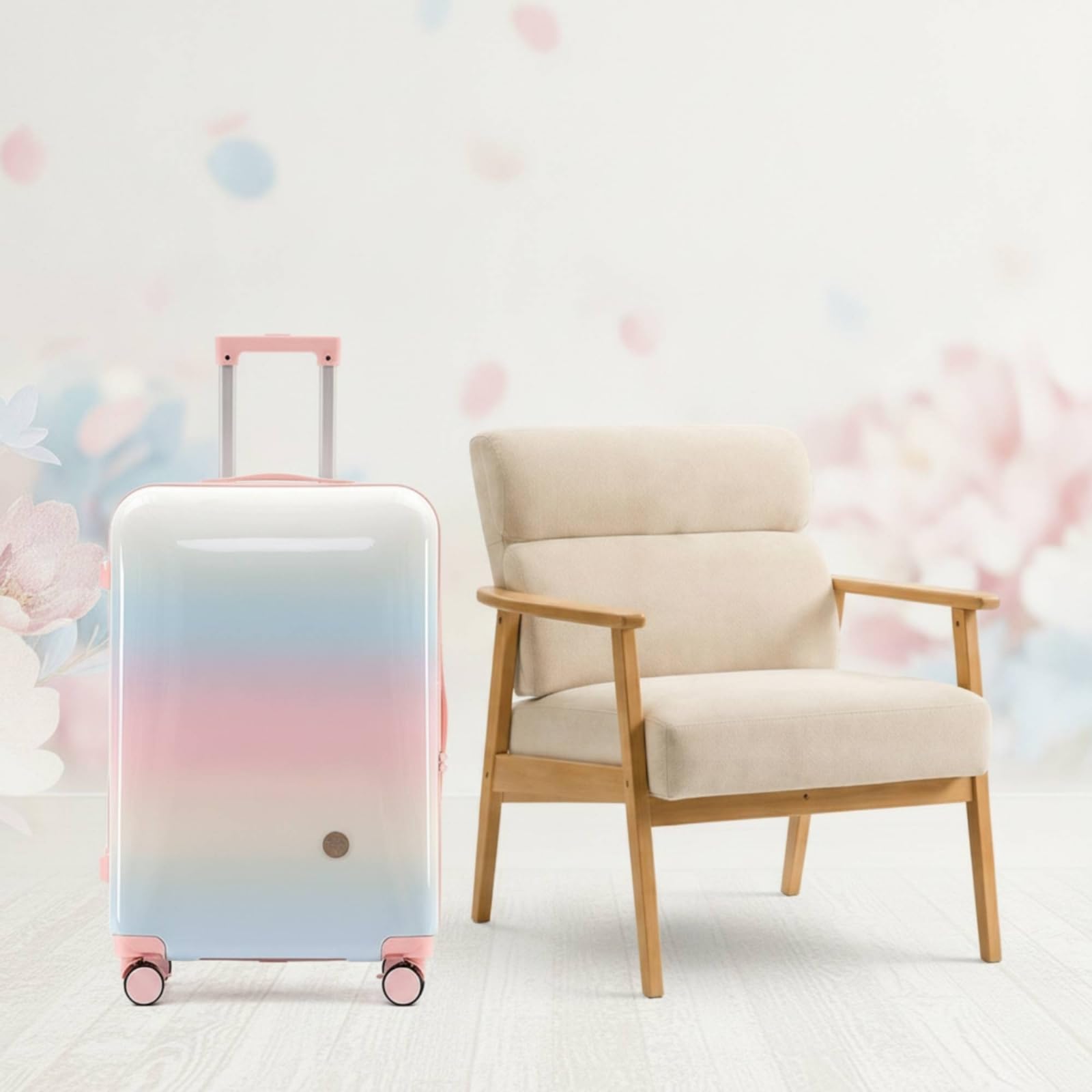 Valigia da Viaggio Donna Trolley Rigido Bagaglio con Ruote Multidirezionali Maniglia Superiore Comoda Serratura, Array, Gradiante Arcobaleno, 20 Pollici