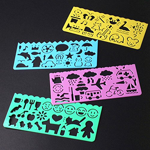 gazechimp 4pcs Artigos De Papelaria Doces Cor Desenho Réguas Modelo Material De Pintura De Escritóri