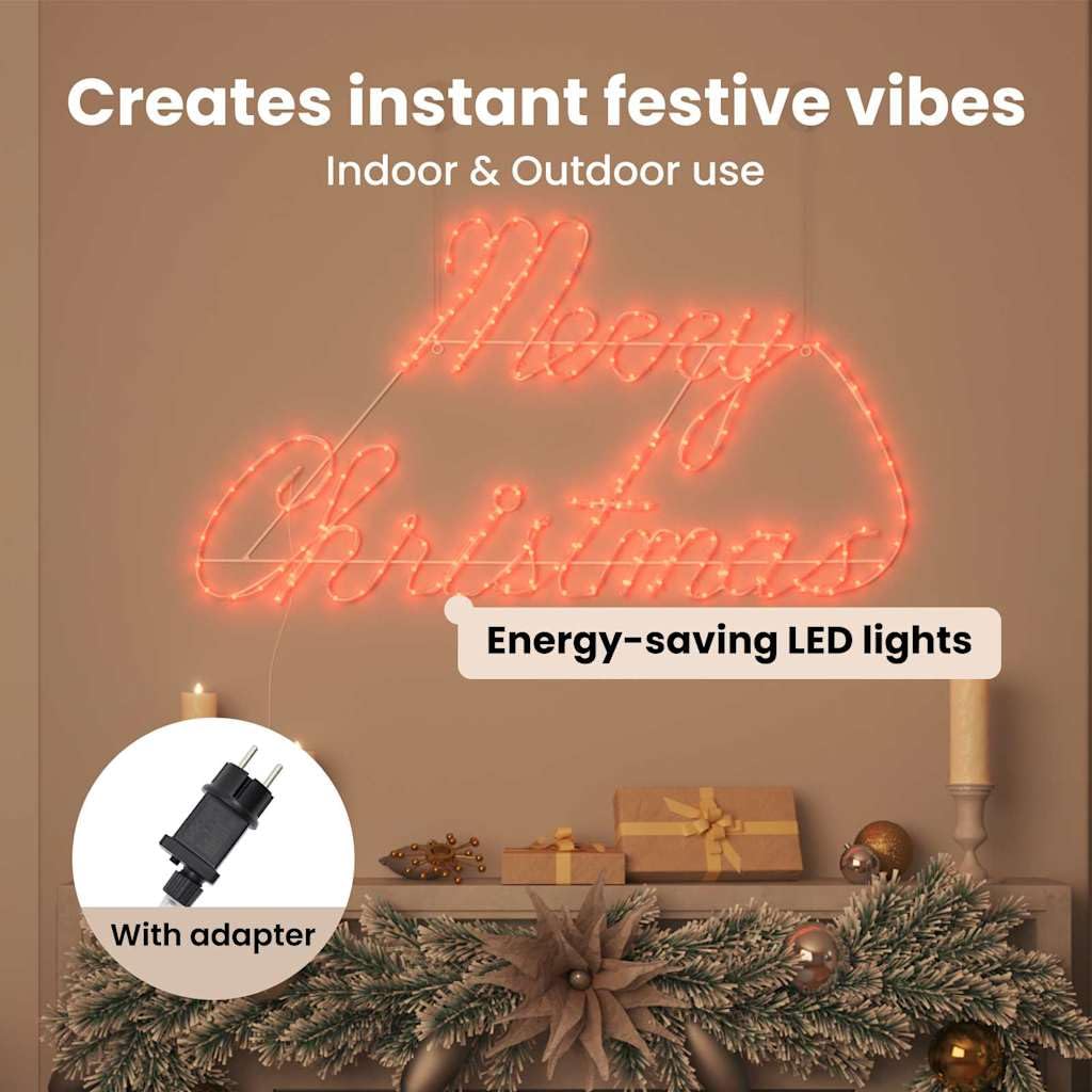 vidaXL Weihnachtsschild 216 LEDs Rot 99 x 55 x 13 cm Eisen