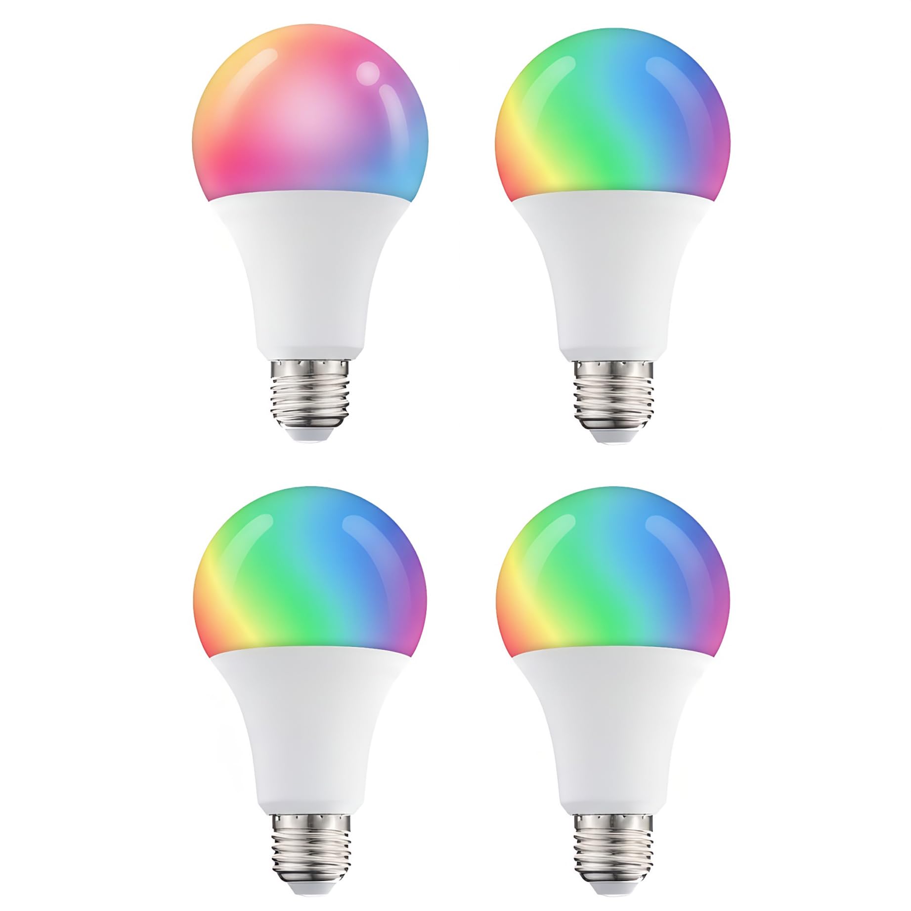 4 pack Bombillas Inteligentes Tuya WiFi Bombilla LED Cambio Color Control por voz con Sincronización Musical Compatible con Alexa y Google Assistant E27