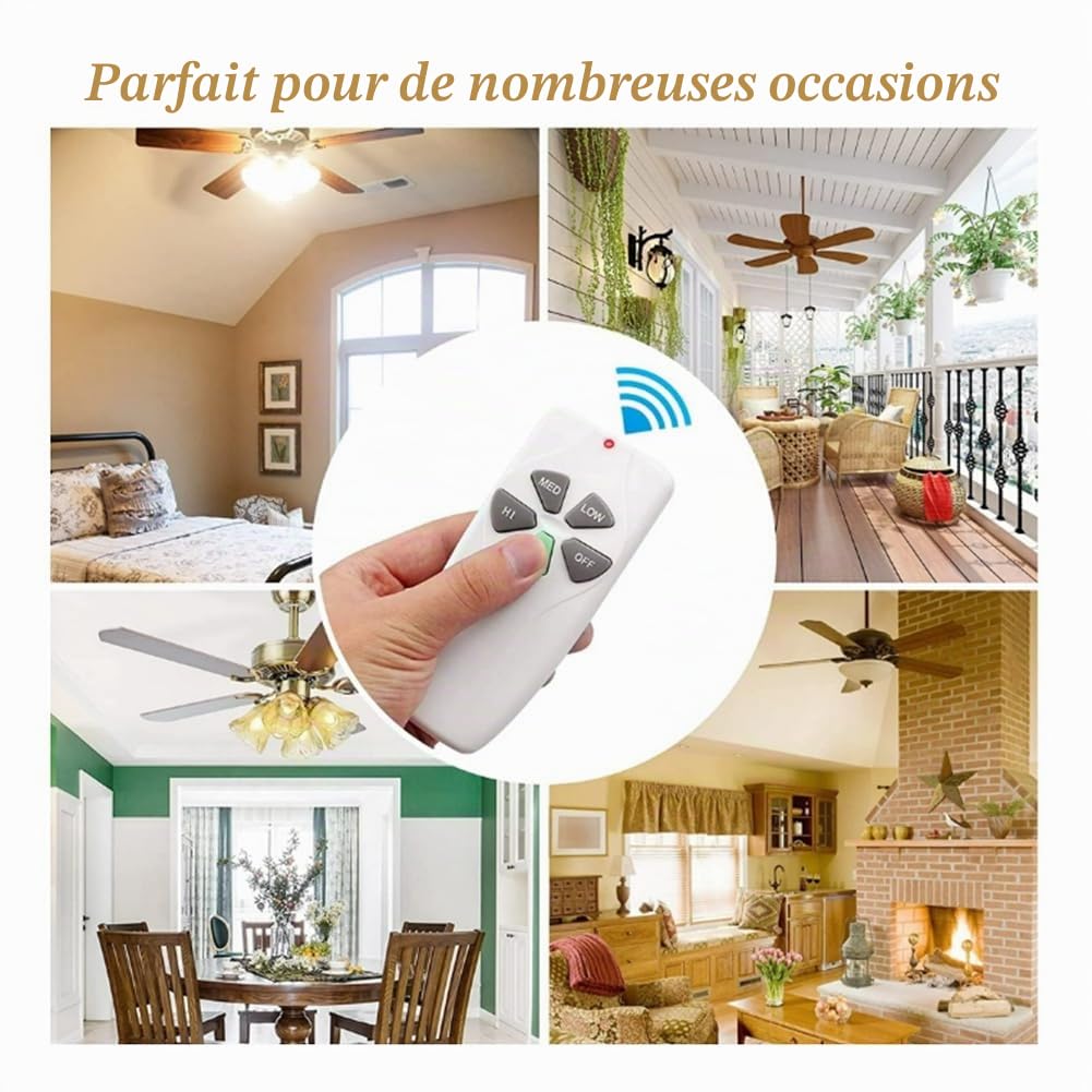Ventilateur de Plafond Universel 53T Remote 53T Ventilateur de Plafond Universel Télécommande Ventilateur de Plafond à 3 Vitesses et Gradateur Léger pour 53T 11T 35T HD5 UC7030T UC9050T Télécom