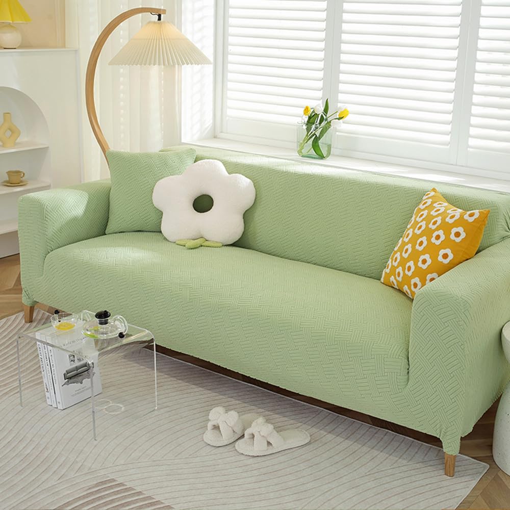 Fundas de sofa reclinables y asientos de salon en color verde matcha de terciopelo