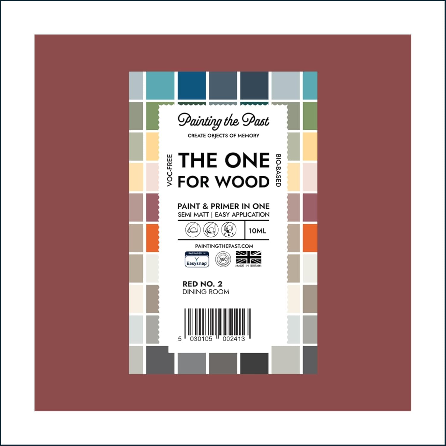 Painting The Past Red No. 2 Dining Room The One For Wood Paint & Primer 10Ml (Sample) | Semi Matt Finish, Bio-Based & Voc-Free Formula For Wooden Furniture & Surfaces | Durable & Easy Indoor Home Decorating