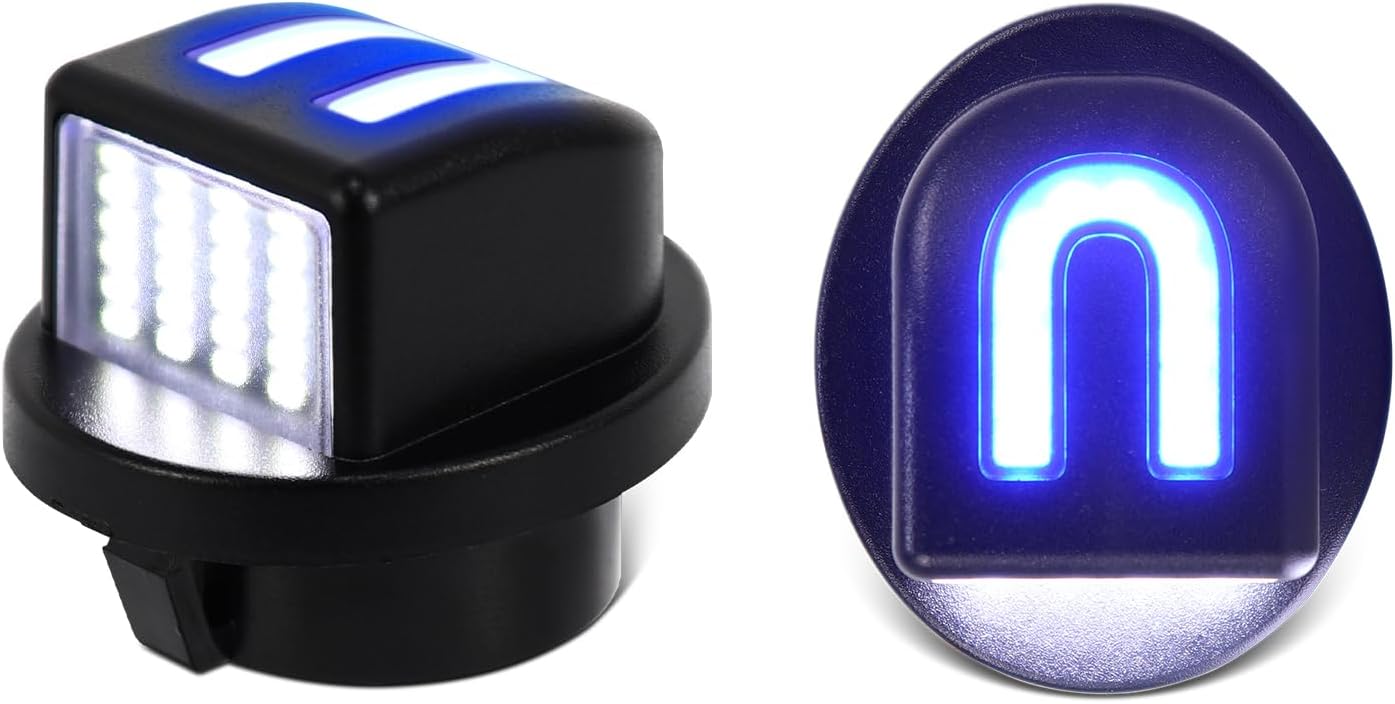 Blue LED License Plate Lights For 1990-2014 Ford F150 Tag Light For 1999-2016 F250 F350 for Ranger Bronco Explorer Excursion Expedition, With C-Shaped OLED Neon Tube Marker Strip