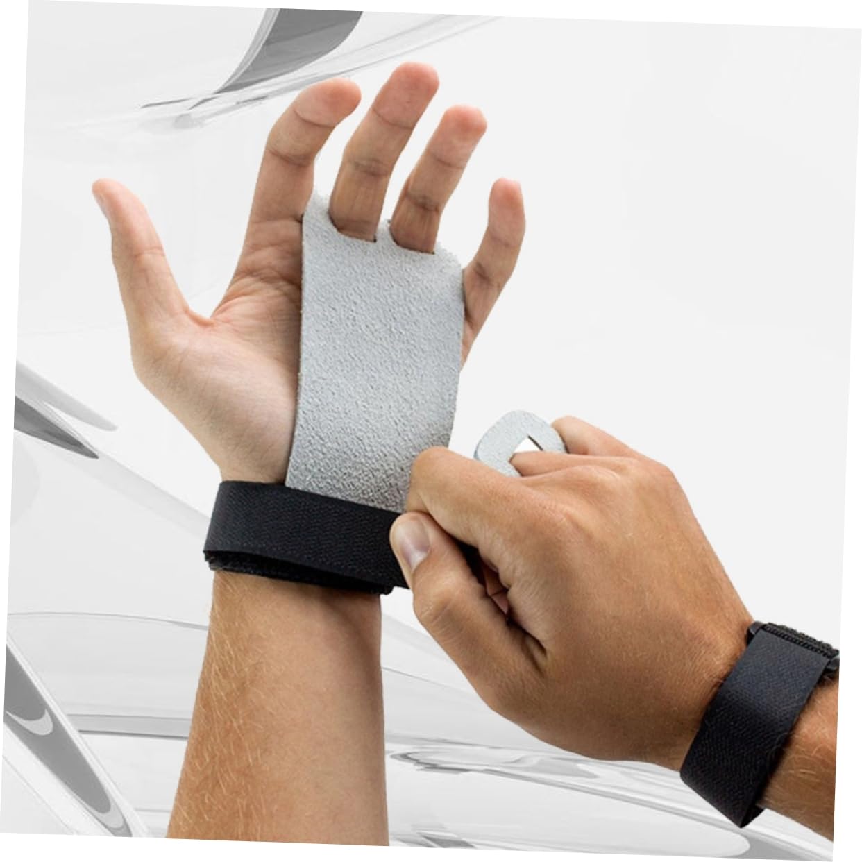 GAROZATION 1 Pair of Cow Leather Gymnastics Palm Protector and Weight Lifting Grips Size L Grey White Durable Leather Grip for Pull Ups and Barbell Training