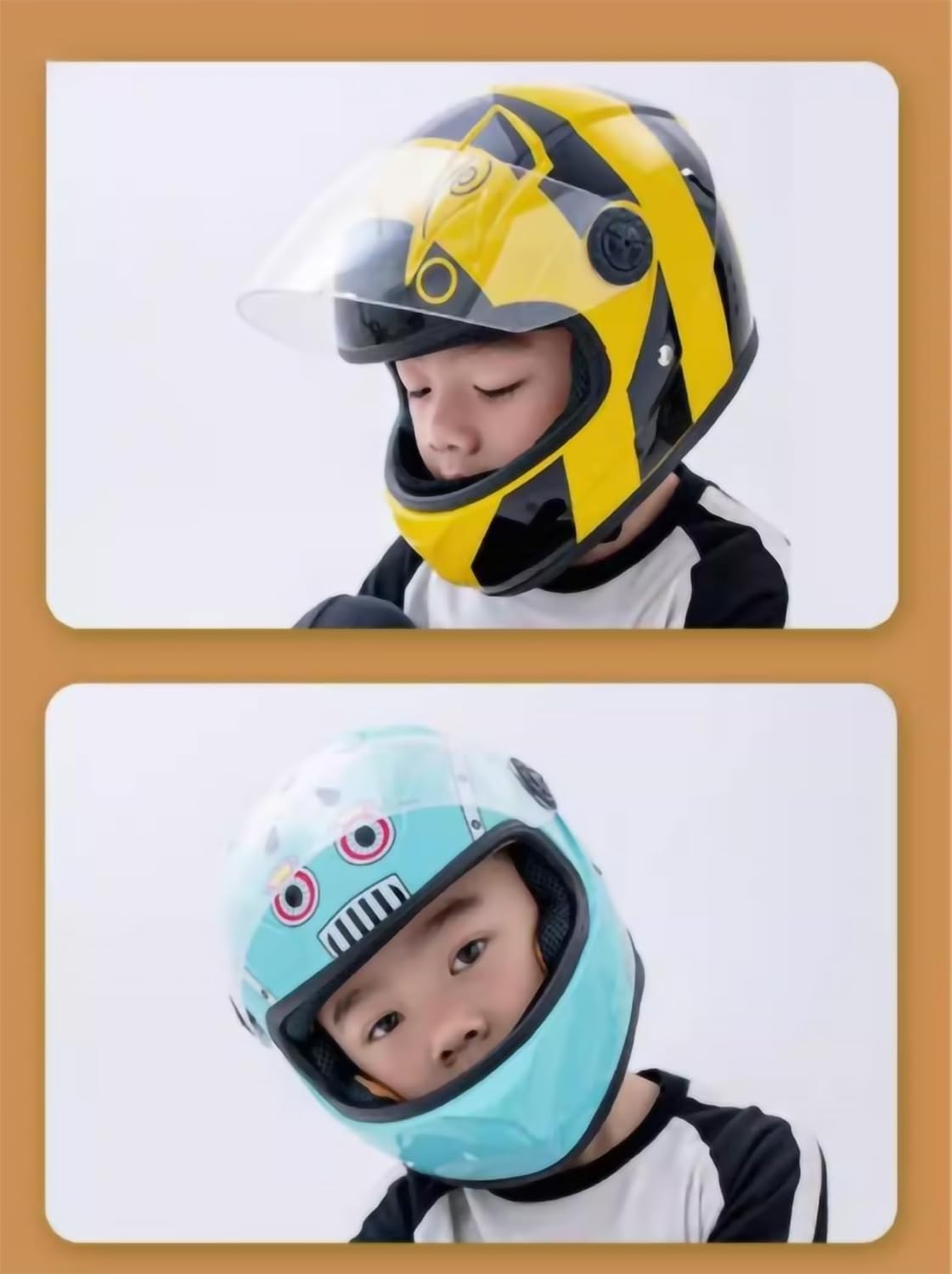 Kinder-Motorradhelm, Integralhelm mit Visier, geeignet für 2- bis 10-Jährige, süßer Cartoon-Helm für Jungen und Mädchen, alle Jahreszeiten D