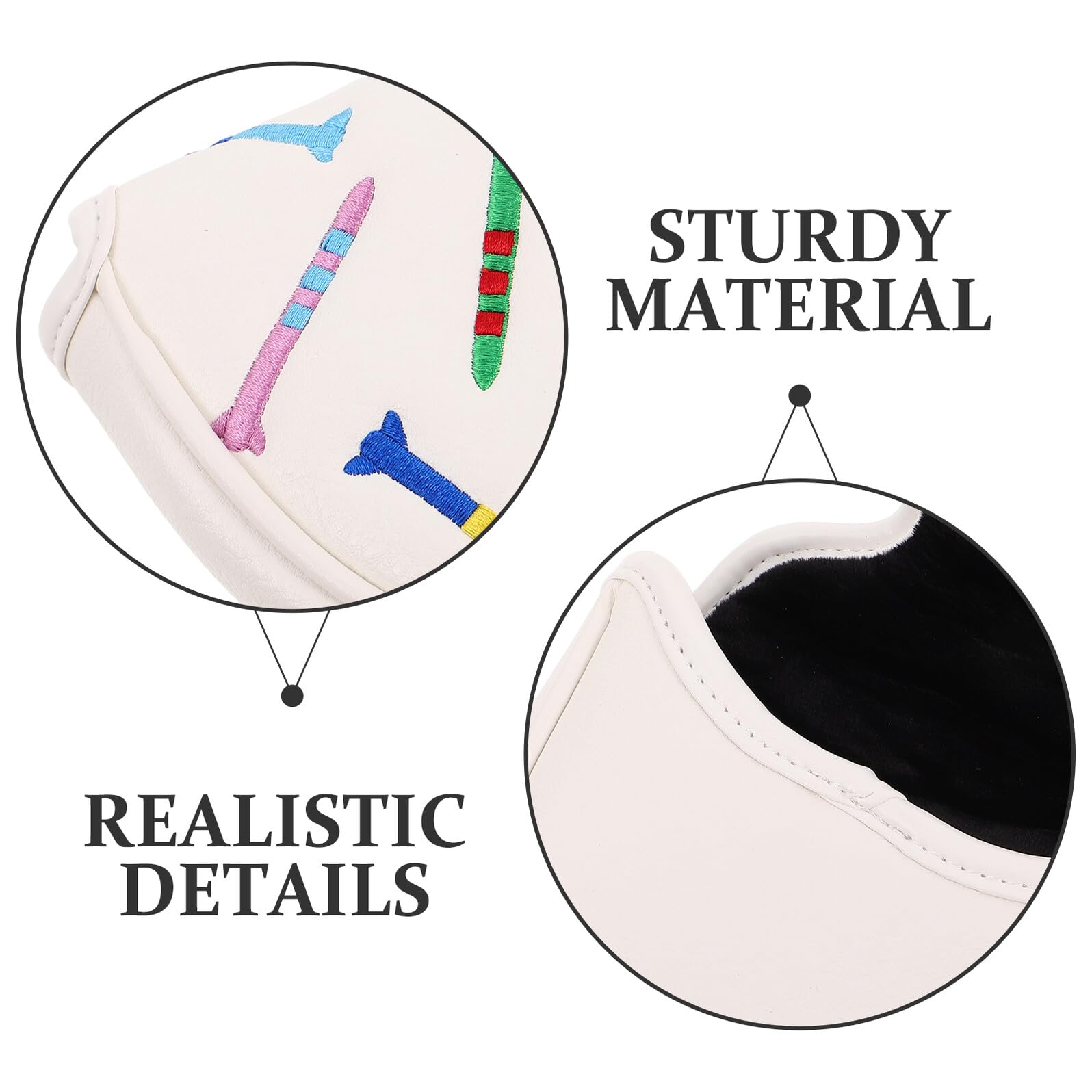 MAGICLULU Copri Putter da Golf Colore Bianco in Pu con Rivestimento Interno in e Design Ricamato, Protezione per di da Golf, Golfistico