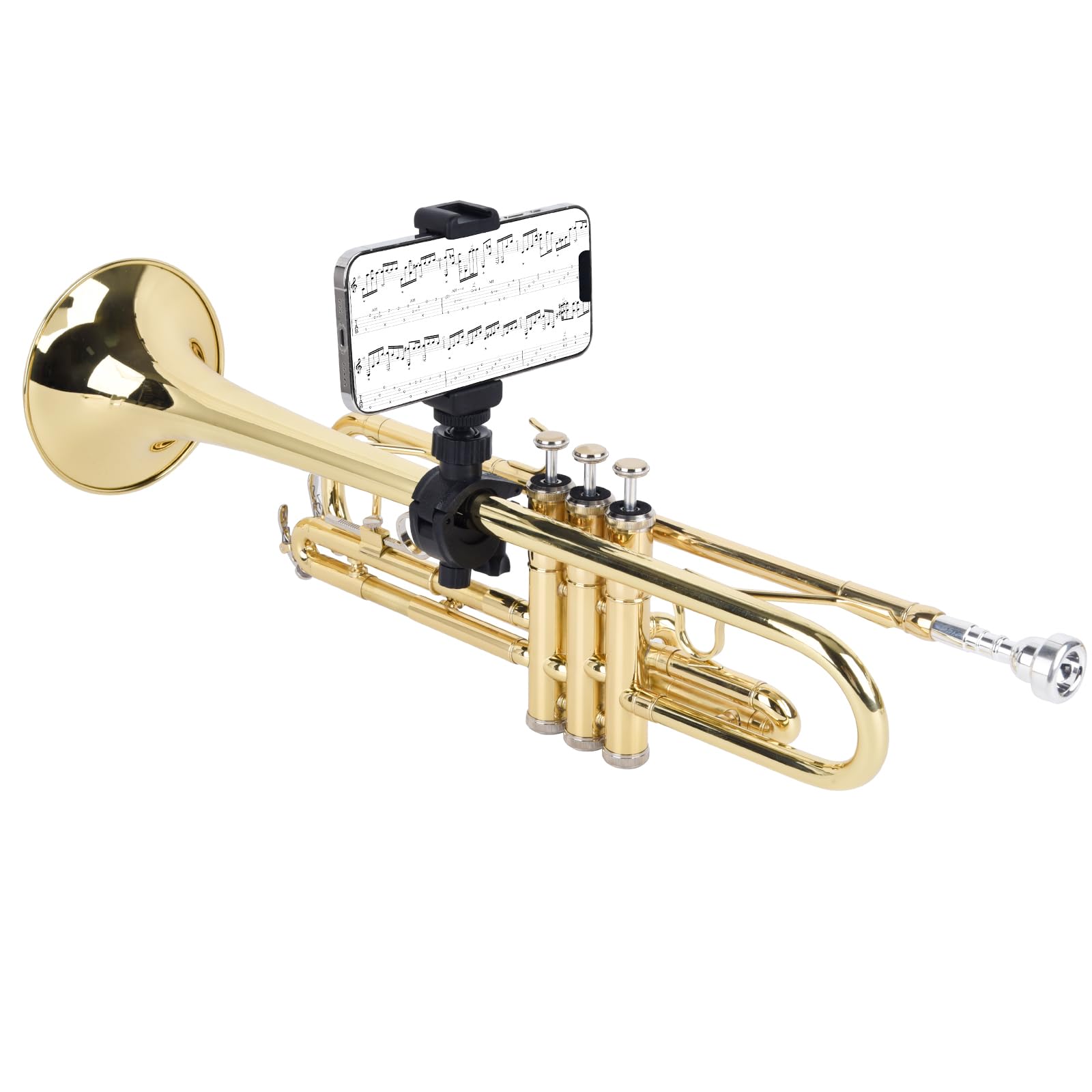 Adjustable Trumpet Phone Lyre, Low Brass Lyre for trumpet,cornet,Fits of 99.9% of Smartphones