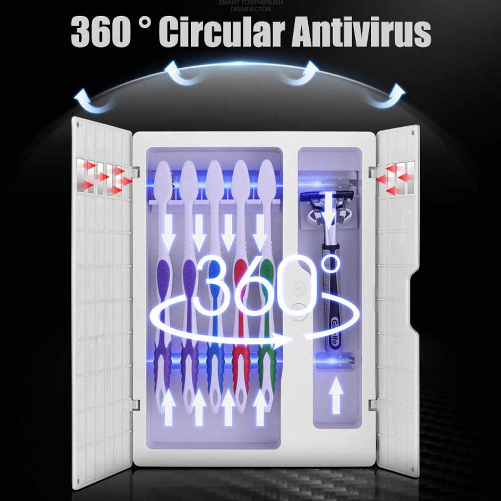 TJH Esterilizador de Cepillo de Dientes eléctrico Inteligente, Caja de Almacenamiento de Cepillo de Dientes de Secado por esterilización UV, Rack para Dispositivos de Pared para Herramientas dentales