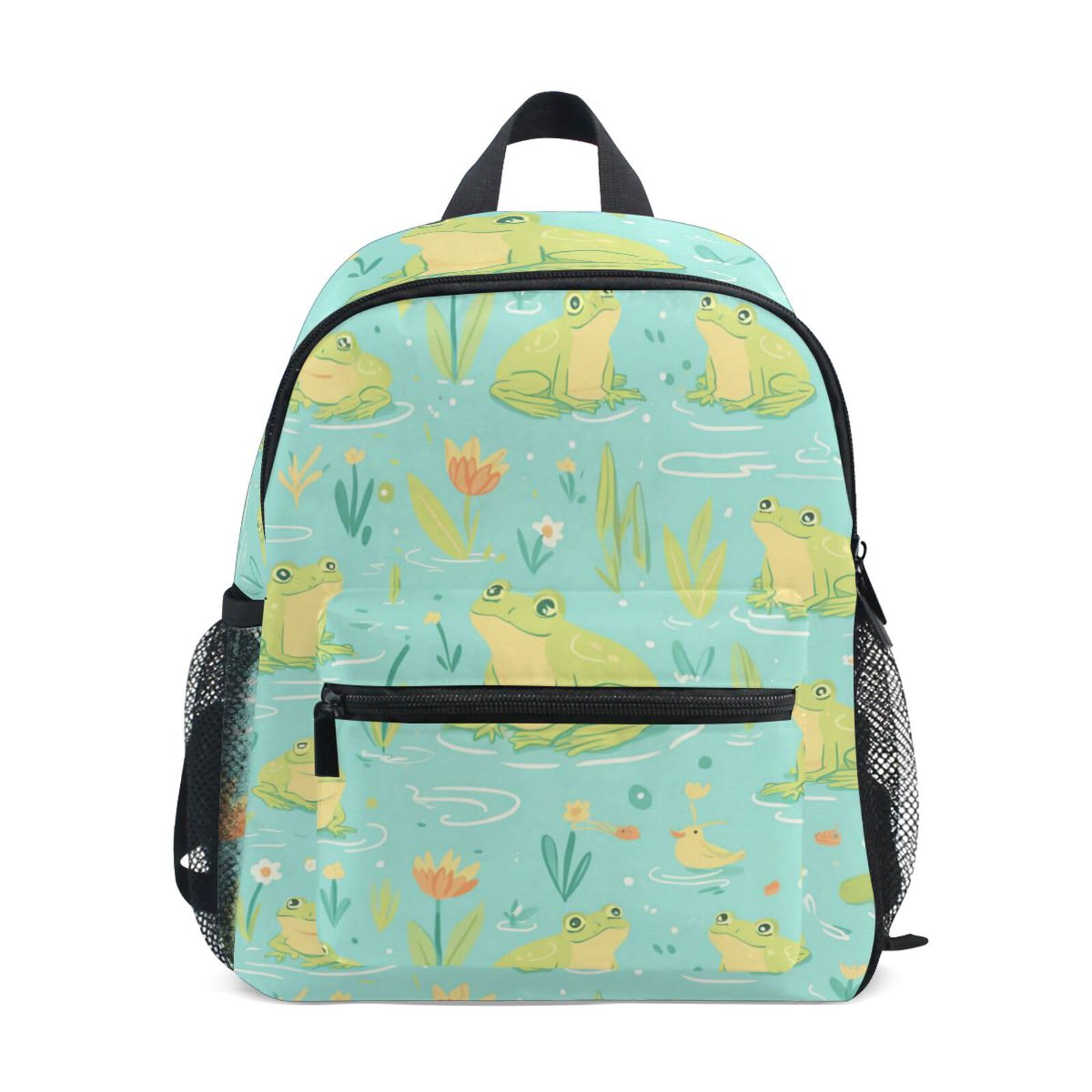 Niigeu Unisex Kids Art Fashion Cartoon Funny Frog Green Preschool Backpack Kindergarten Little Kids Toddler School Backpacks Mini Bag For Boys Girls
