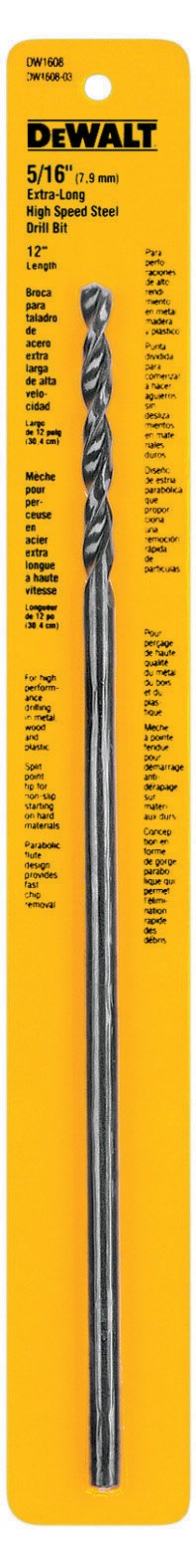 Dewalt DW1608 5/16-Inch by 12-Inch Extra Long Black Oxide Twist Drill Bit