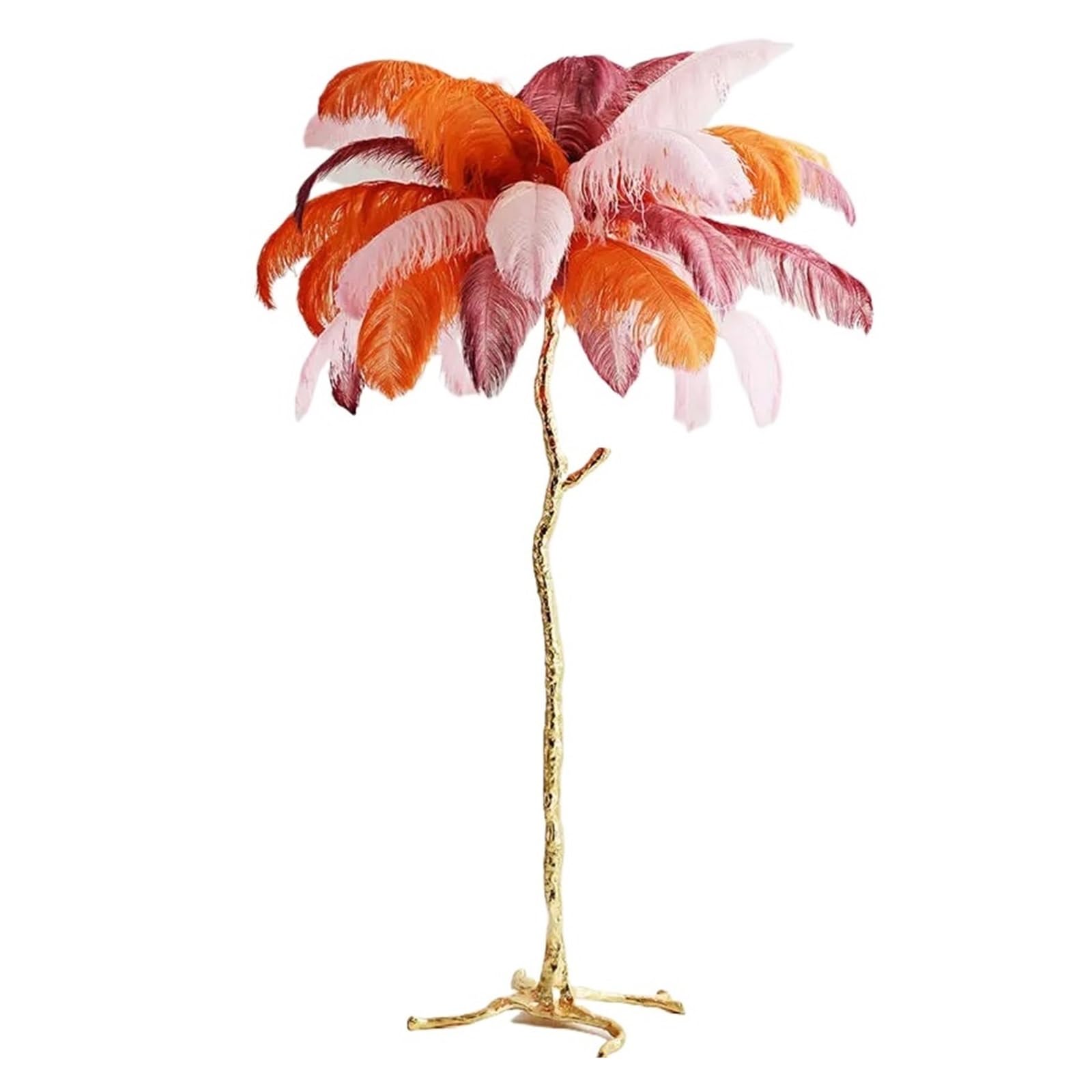 SMTYXS Nordic Design Ostrich Feather Floor Lamp Atmosphere Modern Indoor Lighting for Living/Model Room Decor Salon Bedroom Kitchen Elegant Luxurious(Dia110 h200cm Copper,Colorful)