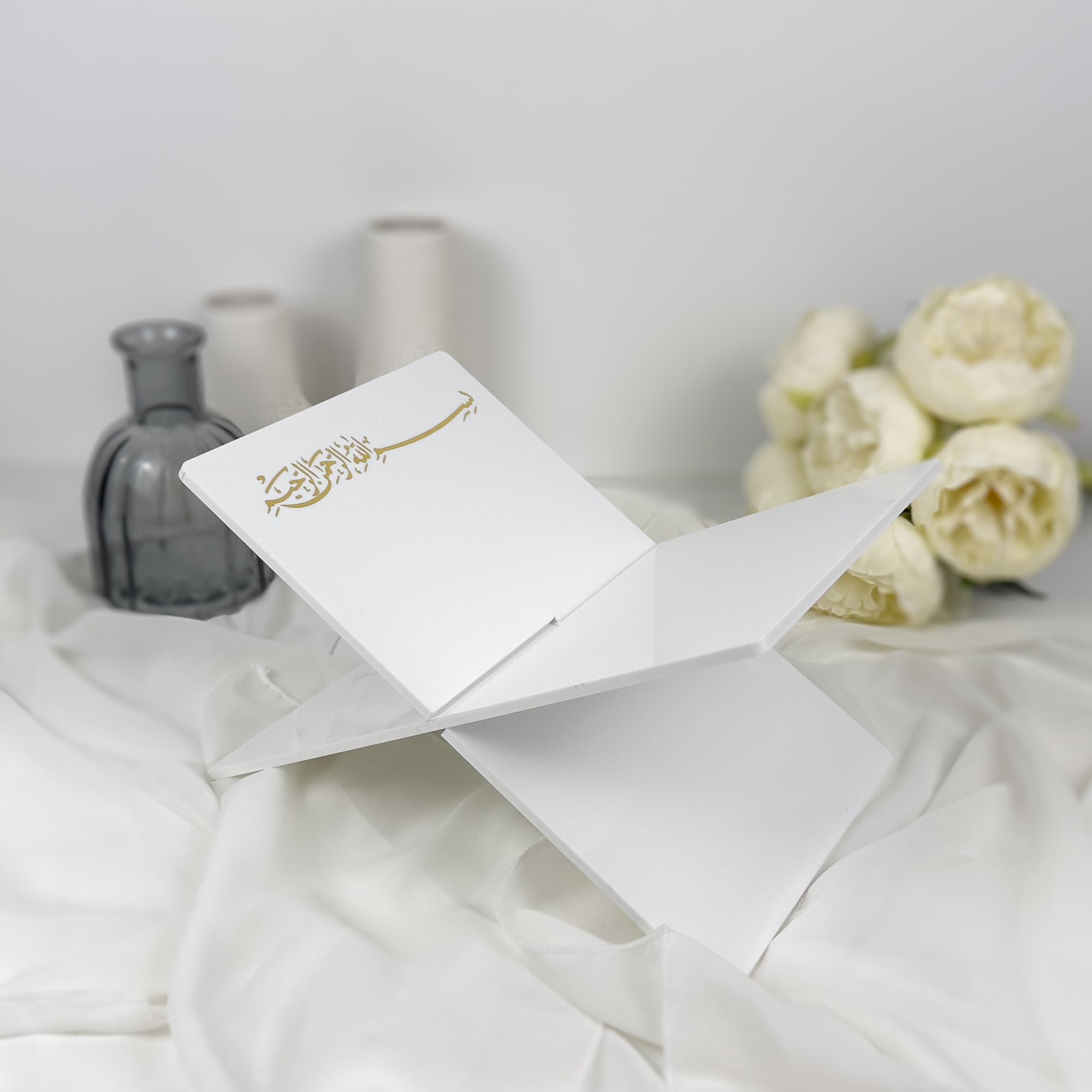 Support de Coran | Table de lecture coranique blanc et or - Cadeau islamique unique et élégant | Cadeau de mariage islamique - Cadeau Ramadan et Aïd