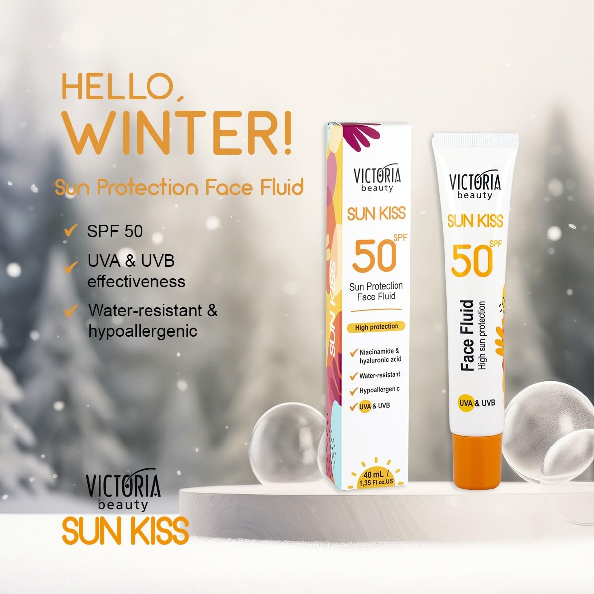 Victoria Beauty Sun Kiss SPF 50 Sunscreen for Face, Face Suncream and Facial Moisturiser with Niacinamide - Image 2