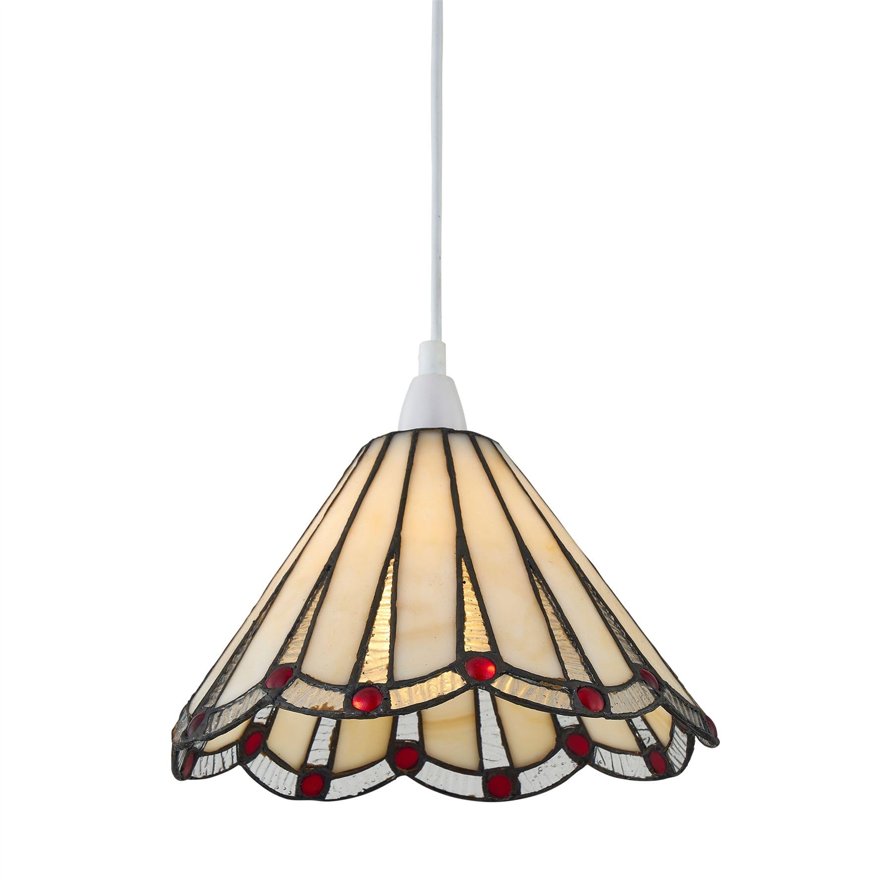 Ely - Tiffany Cream and Red Easy Fit Pendant Shade