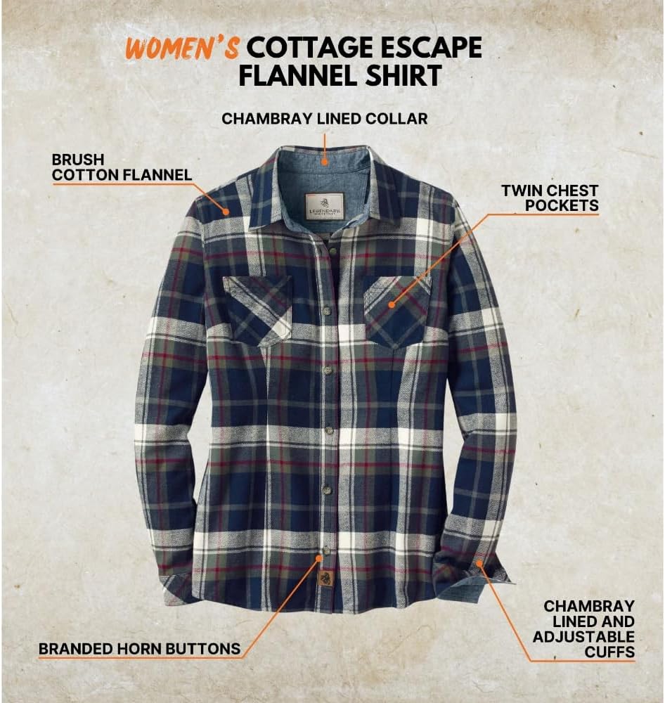 Legendary Whitetails Women’s Long Sleeve Plaid Flannel Button Up Shirt 100% Cotton - Image 4