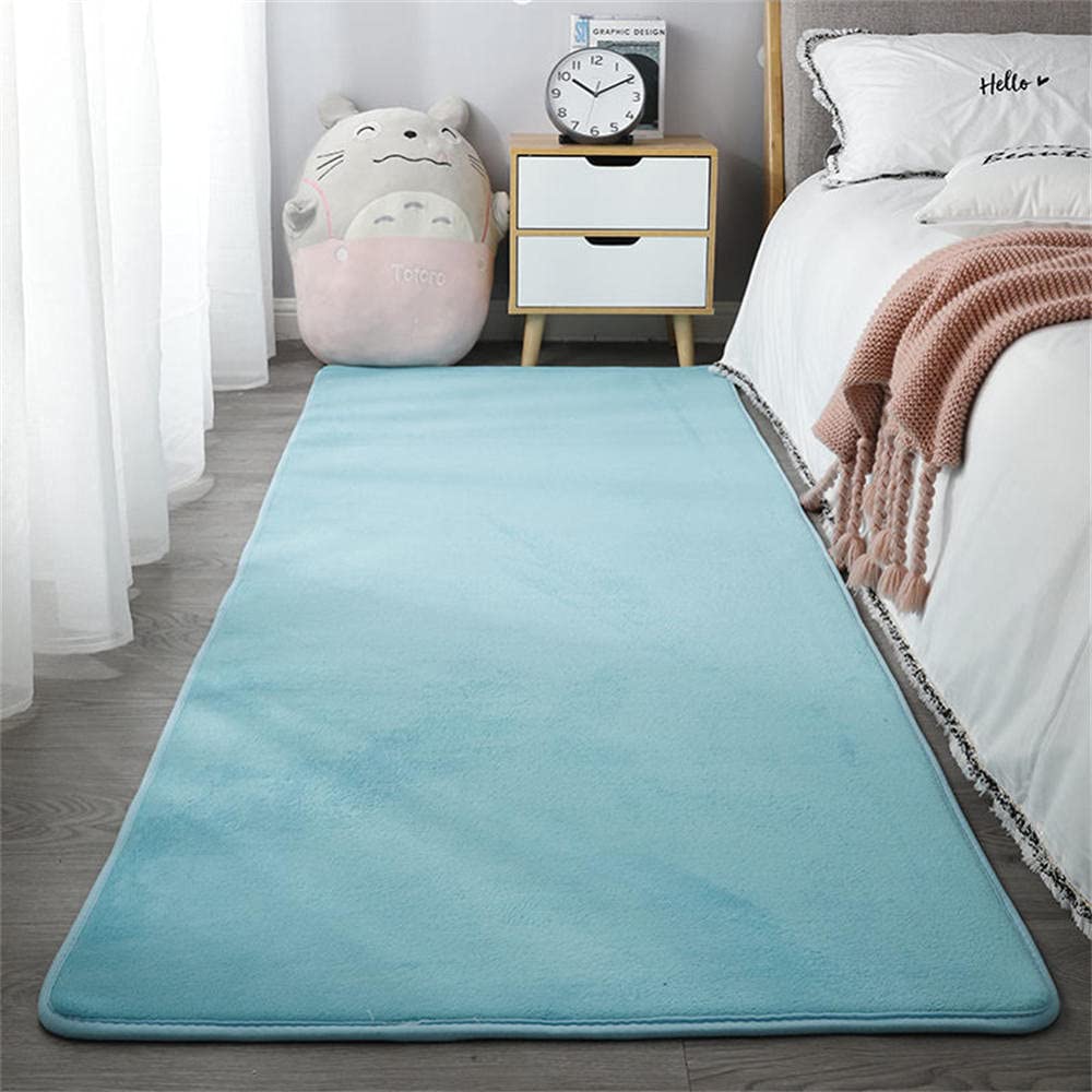 Grand tapis turquoise doux LUNEZY pour une chambre d'enfant moderne