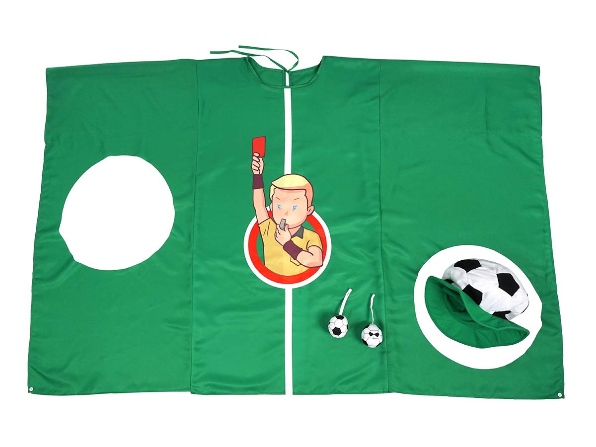 CoolChange Torwand Kostüm mit Fußball Hut | Lustiges Party Verkleidung | Torwandschießen Umhang