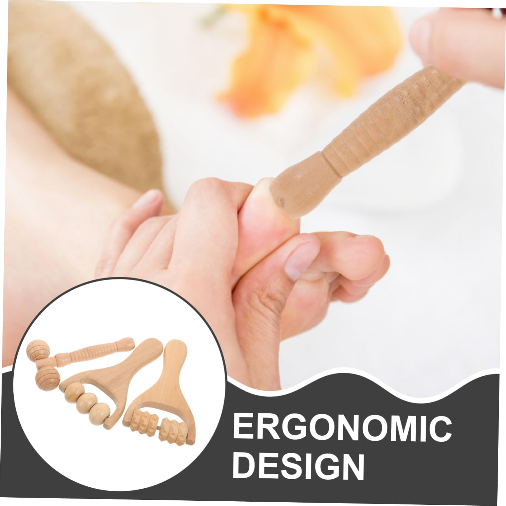 VALICLUD 5 Sätze Massagegeräte Massagerolle Schultermassagegerät Nackenmassage Massage-tools Manuelles Massagegerät Nacken-schulter-massagegerät Handmassagetzeug Holz 3 Stücke * 5