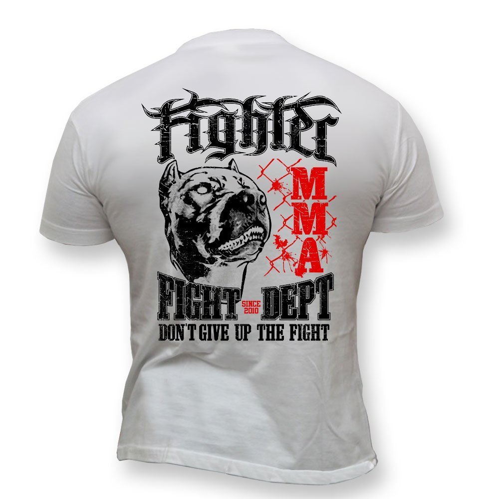 Dirty Ray Men's White Martial Arts Mma Fighter Don't Give Up The Fight Short Sleeve T-Shirt K50 (L)