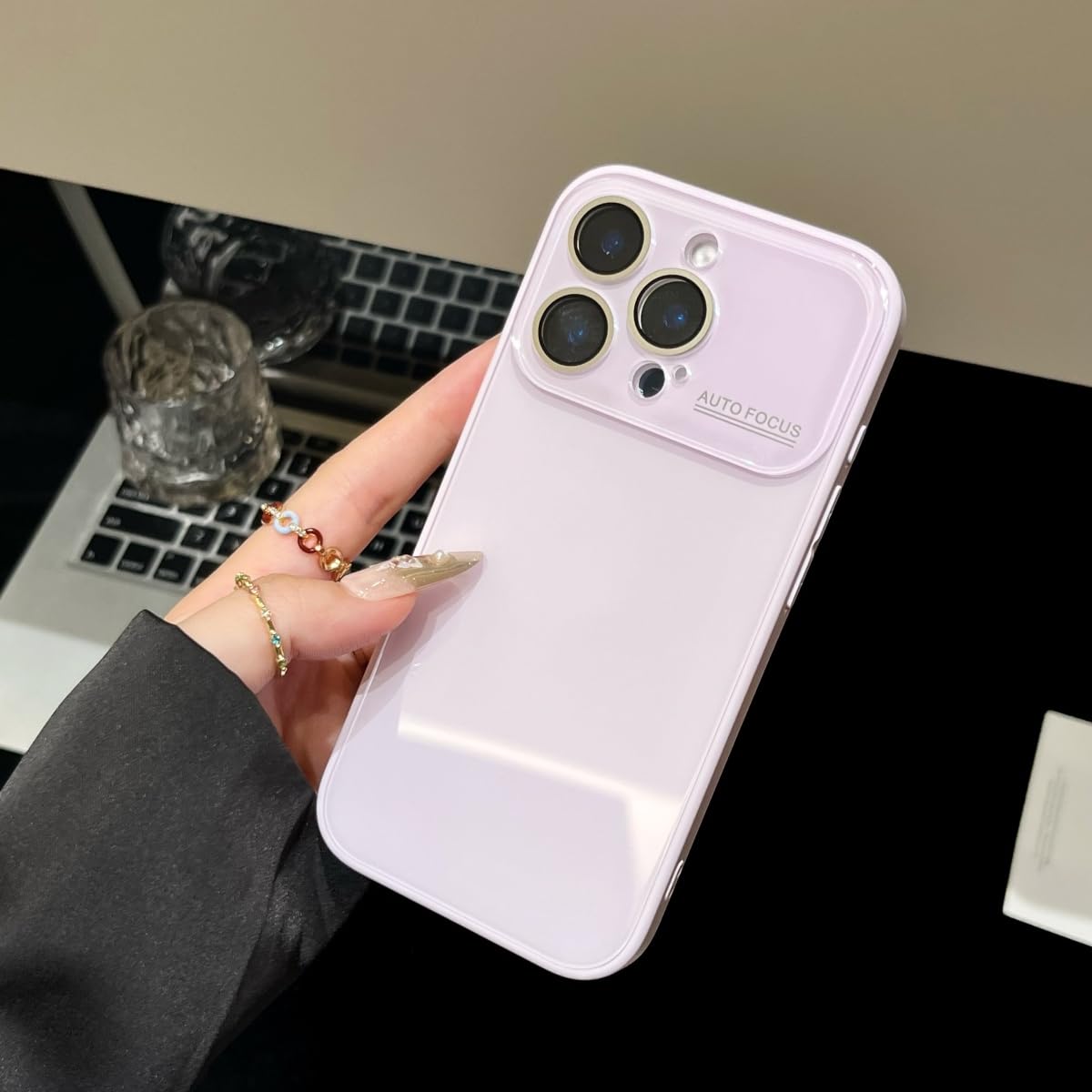 Coque iPhone 12 Pro Max verre trempé violet brillant antichoc