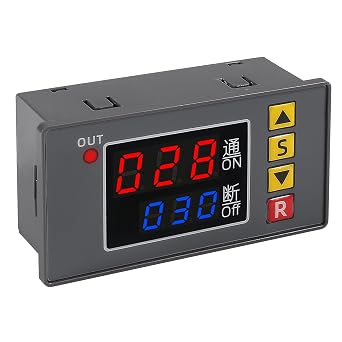 Automotive Digital Timer Relay Board DC 12V 20A 1500W Module with Dual Display, Timing Relay Switch ON-Off Control Support Cycle of Time Delay for Car Vehicle DC 12V