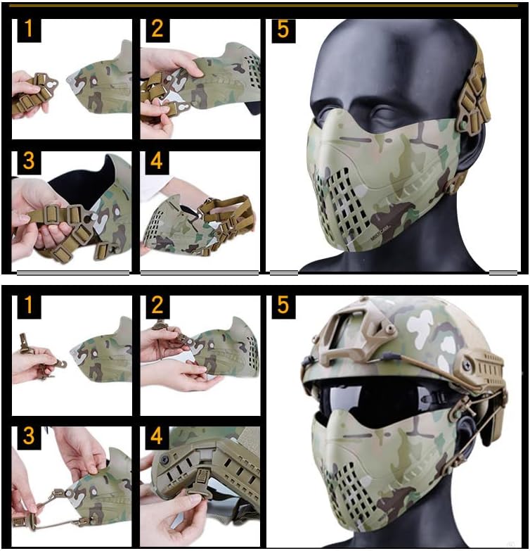 Tactical Airsoft Mask Outdoor Shooting Sports Gear with Fast Helmet Side Rail Mount Clip Buckle