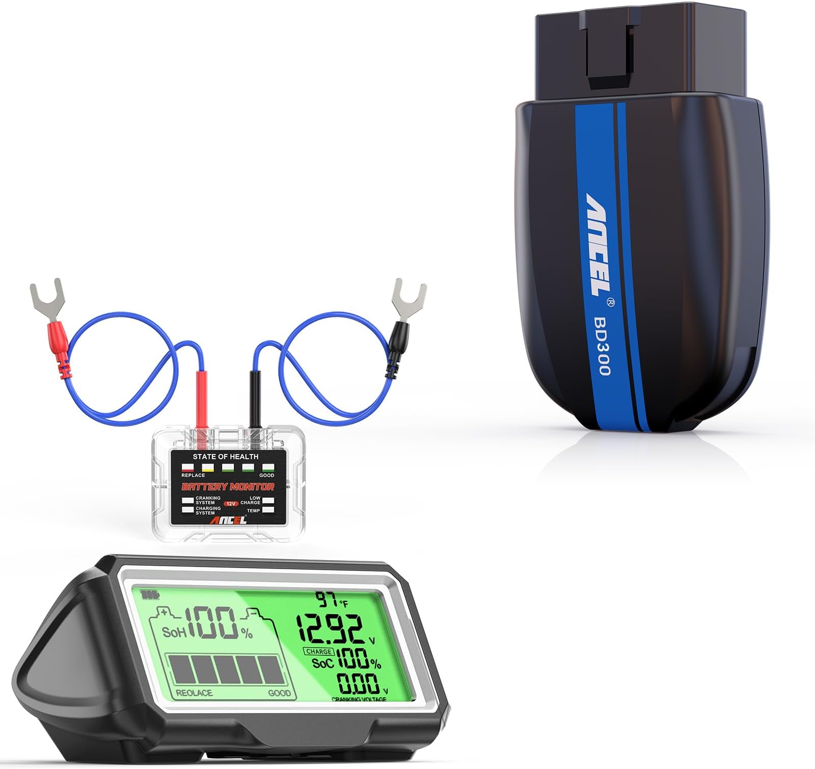 ANCEL BD300 OBD2 Scanner Bluetooth Fits for BMW Full System Code Reader Fits for BMW Diagnostic Tool ANCEL BM200 Pro Car Battery Tester Battery Monitor 433mhz Wireless Radio Frequency 12V Automotive B