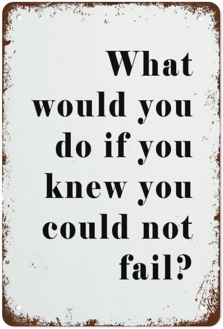 Yepyayqvk Tin Sign 358 What Would You Do If You Knew You Could Not Fail Retro Funny Novelty Art Backyard Funny Wall Décor Poster Cafe Plaque Tin Sign 6X8 Inch