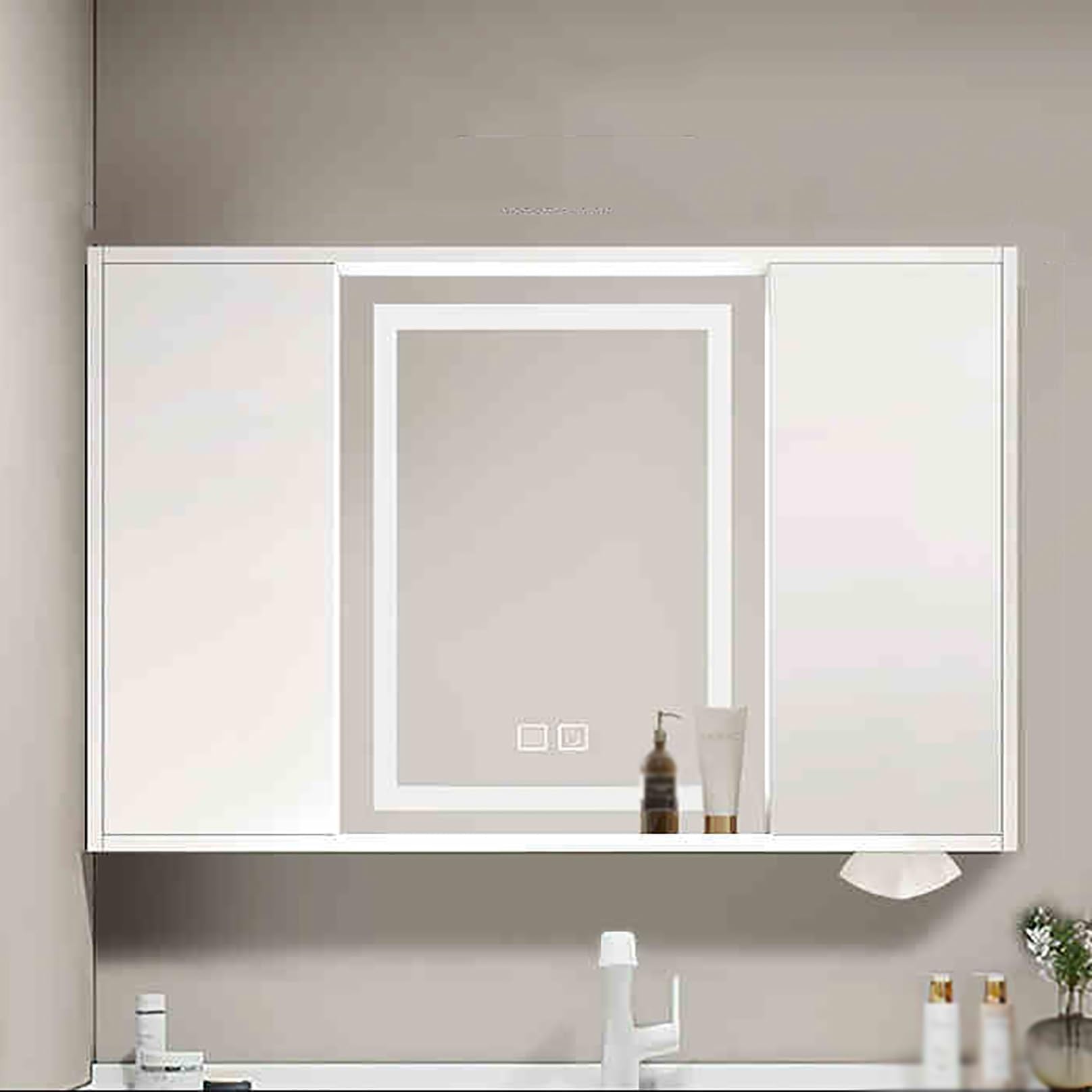 FGXHHS Wall-Mounted Mirrored Medicine Cabinet for Bathroom - Space-Saving Over-the-Toilet Storage, Stylish Mirror Cabinet, 100CCM nizer Solution