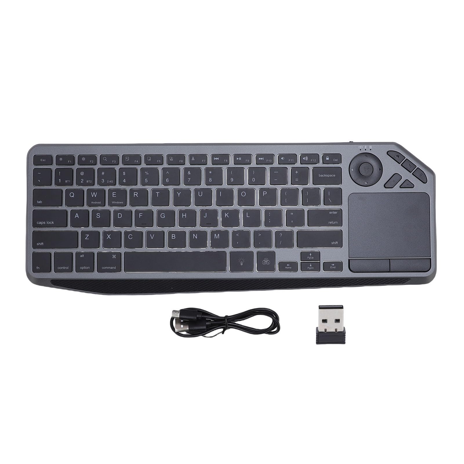 Wireless RGB Touch Keyboard, 78 Keys Ultra Slim QWERTY Touchpad BT/USB/2.4G with Wrist Rest Support Multiple Devices 7 Color Backlight Multi Gesture