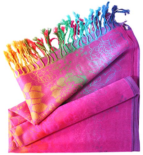 KMystic Colorful Rave Paisley and Flower Pashmina Scarf Shawl Wrap2