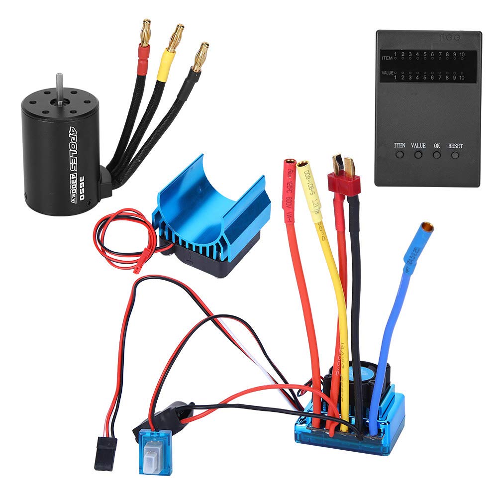 Combo moteur brushless, moteur 3650 4300KV + régulateur de vitesse électronique ESC + dissipateur de chaleur + kit de cartes de programmation convient pour voiture RC 1/10(620A)