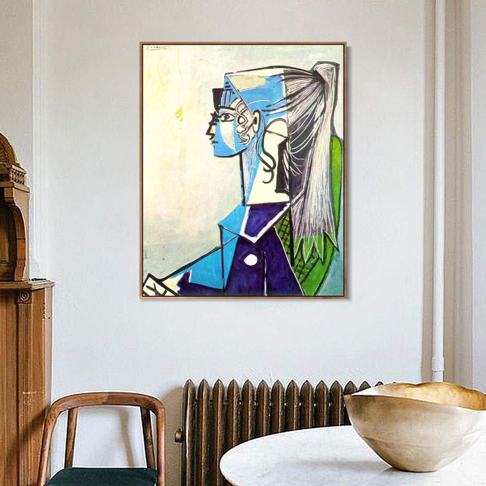 Sylvette au Fauteuil/パブロ ピカソ/アートポスター Amazon.com: INVIN ART Framed Canvas Giclee Print Art 1954 Portrait