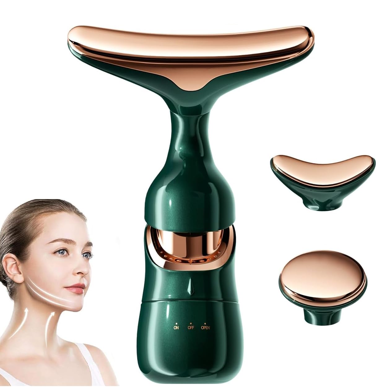 Brago 3-in-1 Firming Wrinkle Beauty Device for Facial/Neck/Eye, Face Slimming and Uplift Massager for Glowing Skin, Smooth and Tightening Skin (Green) (B0D9BXPRTS) Amazon Price History, Amazon Price Tracker