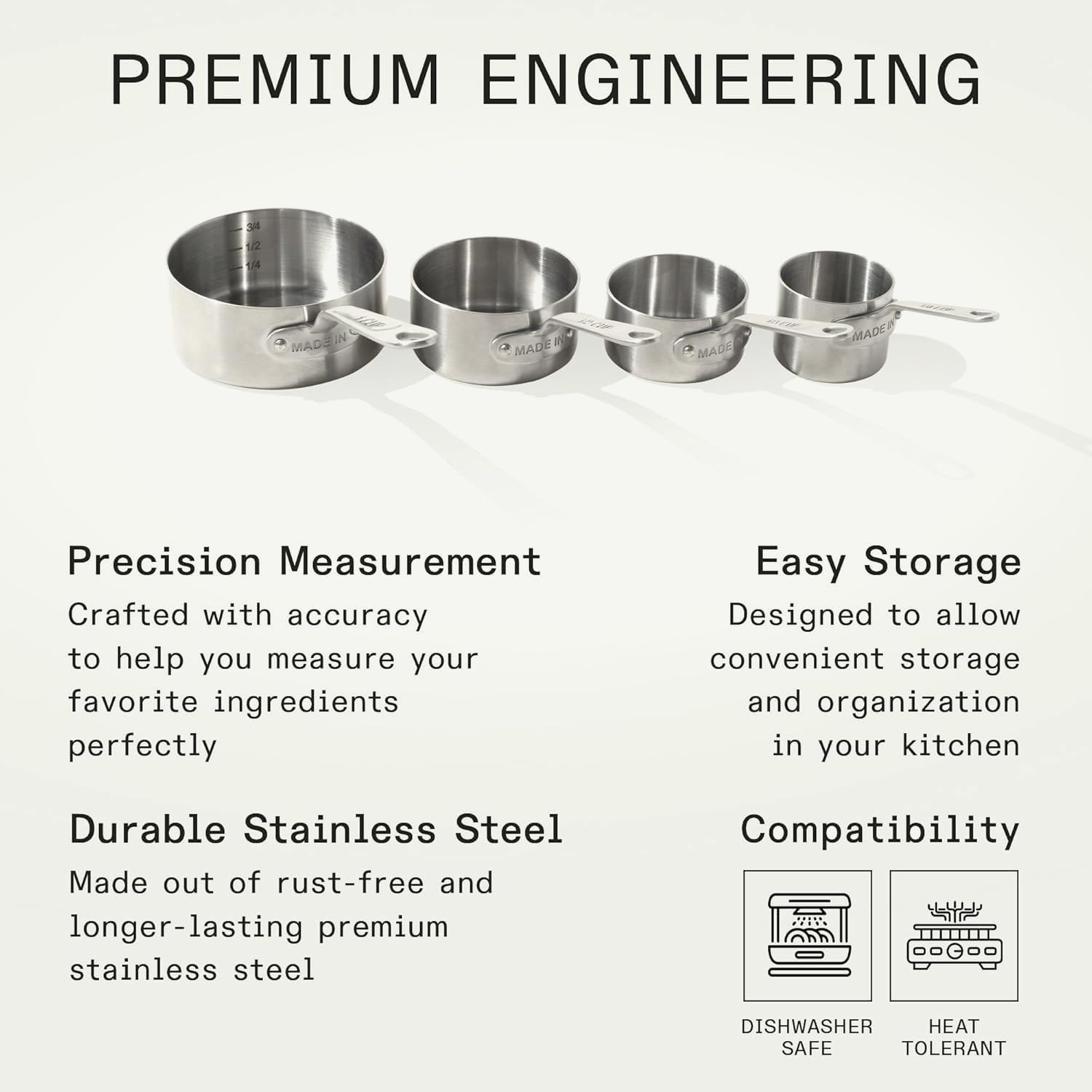 Made In Cookware | Measuring Cup Set | Stainless Steel | Stackable | Dishwasher Safe