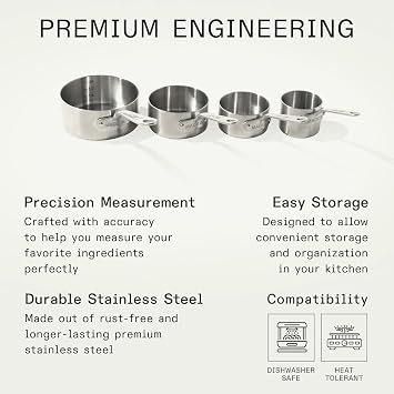 Made In Cookware - Measuring Cup Set - Stainless Steel - Stackable - Dishwasher Safe