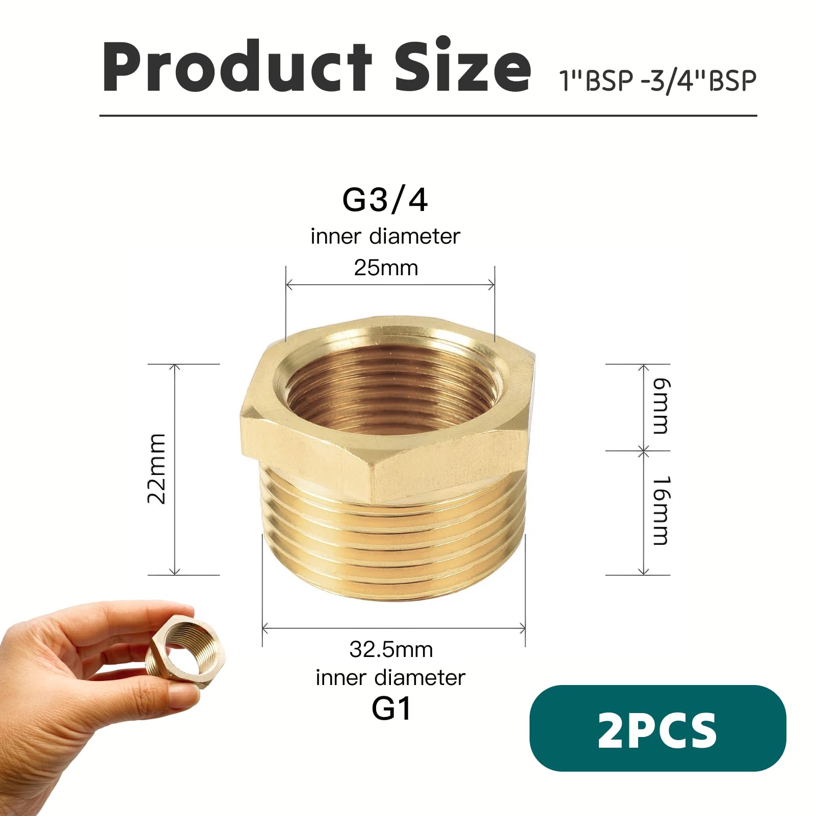 Lot De 2 Raccords Réducteurs En Laiton 1 Vers 3/4" (AG 32,5 Mm