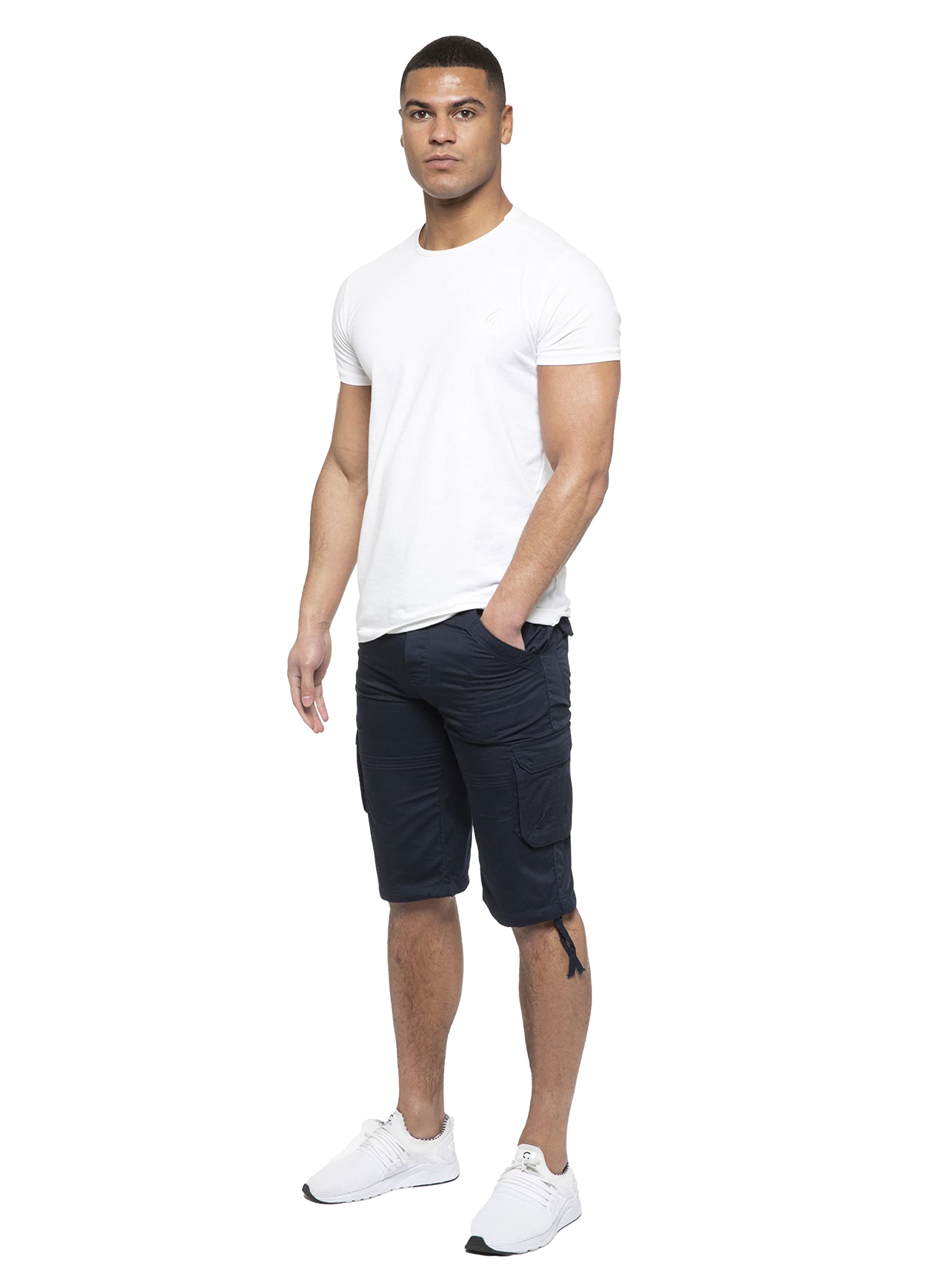 989Zé Enzo Men's Navy Cargo Shorts Summer Chino Casual Cotton Multi Pockets Combat Pants Ezs426 Shorts 46