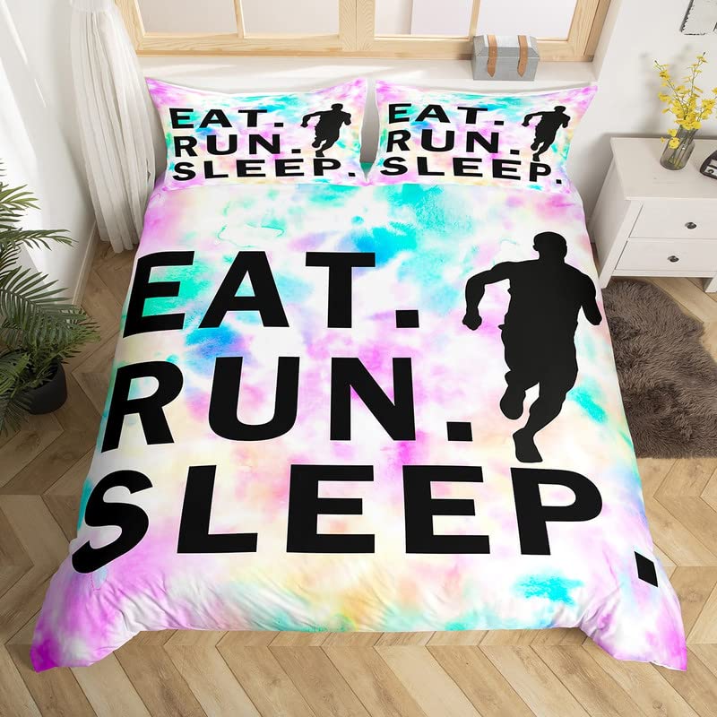 Homemissing Super King Size Run Duvet Cover Boys Girls Running Sports Bedding Set For Kids Women Men Ultra Soft Run Lover Comforter Cover Set Gray Bedspread Cover Bedclothes Zipper — image 1