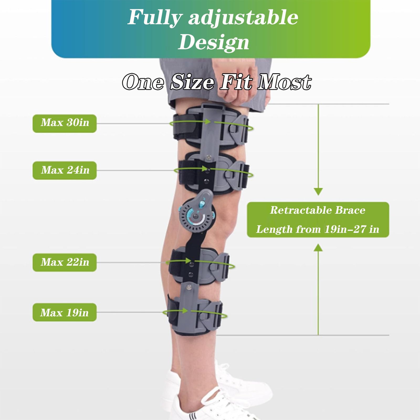SFKLYU Post Op Knee Brace Tutori per Ginocchio Regolabili con Cerniera Rom Tutori per Ginocchio Ortopedici Immobilizzatore Stabilizzatore per Rottura del Menisco, Artrite, ACL