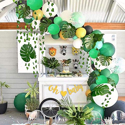 APERIL Fournitures de fête à thème de la Jungle Fête d'anniversaire Ballon Vert pour garçon/Fille 119 pièces avec Feuilles de Palmier 16 Pieds, Baby Shower, Anniversaire